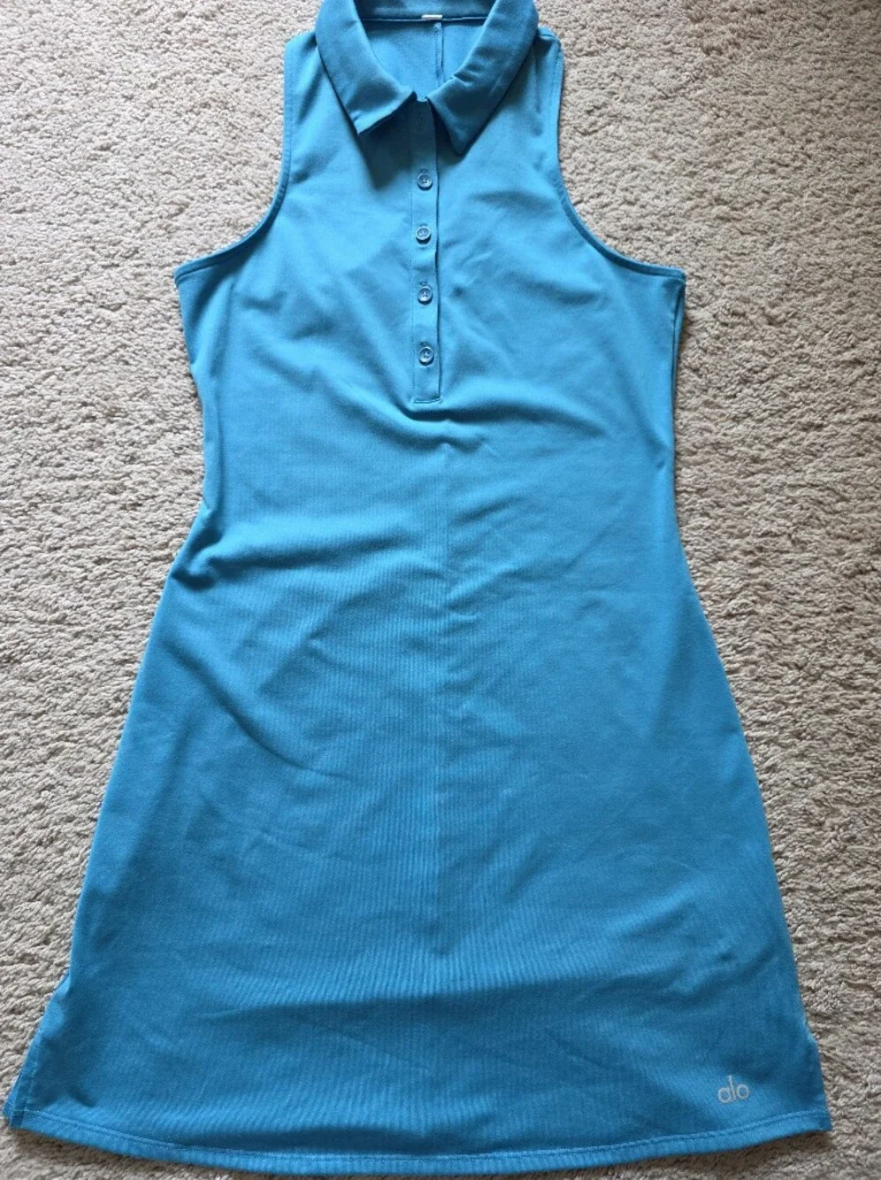 Alo Charmed Tennis Dress in Blue Splash XS